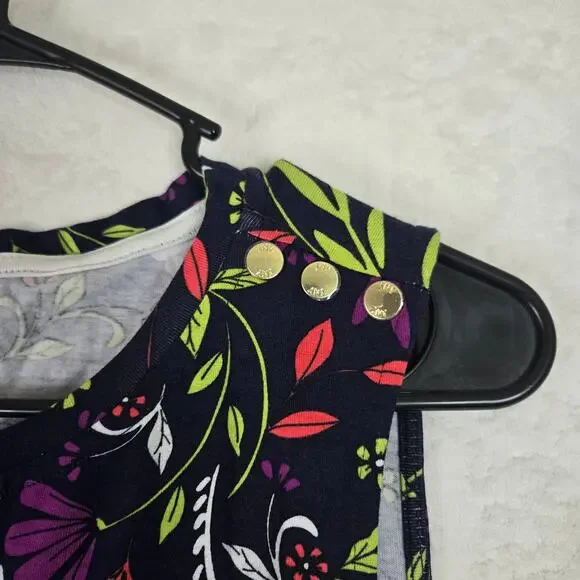 Jones New York Floral Sleeveless Top Womens Size Medium Button detail 0669 - Picture 5 of 8